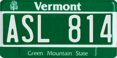 VT license plate ASL814