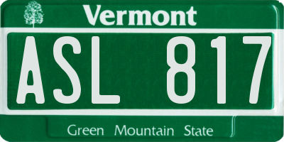 VT license plate ASL817