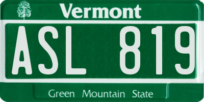 VT license plate ASL819