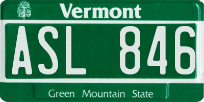 VT license plate ASL846