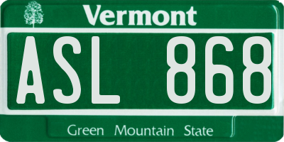 VT license plate ASL868