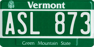 VT license plate ASL873