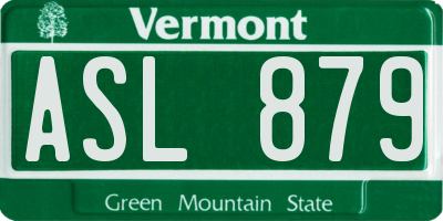 VT license plate ASL879