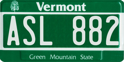 VT license plate ASL882