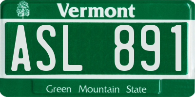 VT license plate ASL891