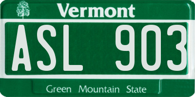 VT license plate ASL903