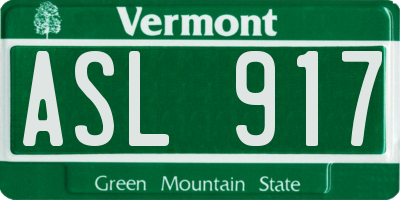 VT license plate ASL917