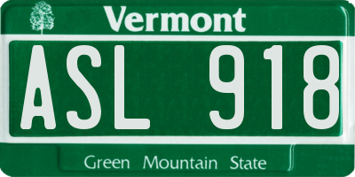 VT license plate ASL918