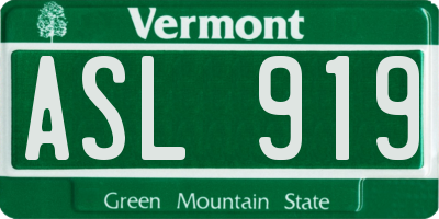 VT license plate ASL919