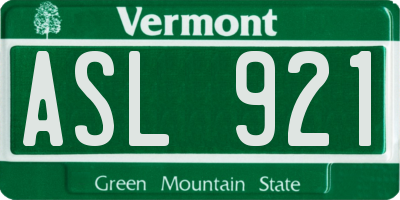 VT license plate ASL921