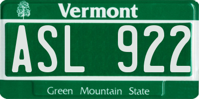 VT license plate ASL922
