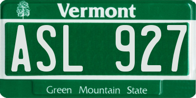 VT license plate ASL927