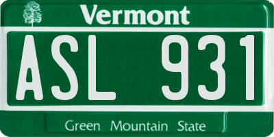 VT license plate ASL931