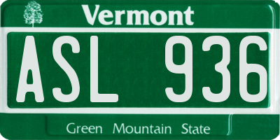 VT license plate ASL936