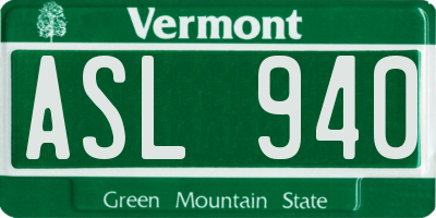 VT license plate ASL940