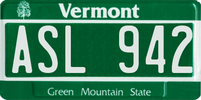 VT license plate ASL942
