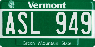 VT license plate ASL949