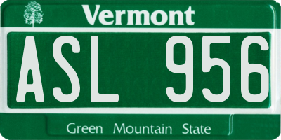 VT license plate ASL956