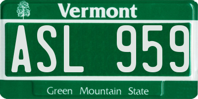 VT license plate ASL959