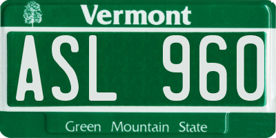 VT license plate ASL960