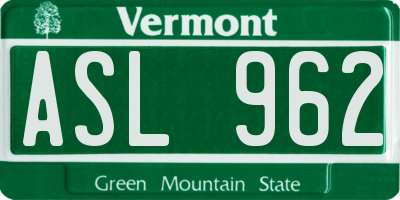 VT license plate ASL962