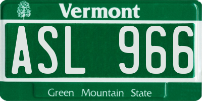 VT license plate ASL966