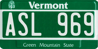 VT license plate ASL969