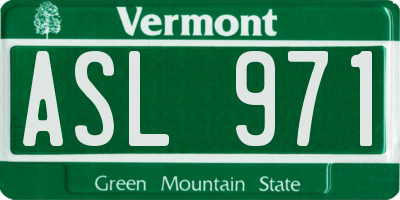 VT license plate ASL971