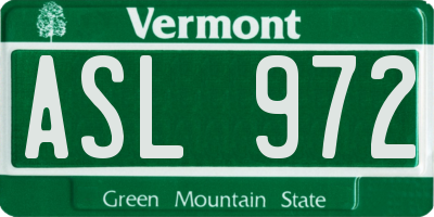 VT license plate ASL972