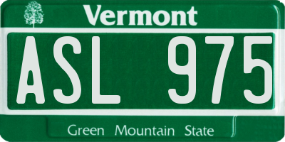 VT license plate ASL975