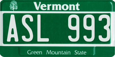 VT license plate ASL993