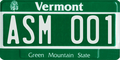 VT license plate ASM001