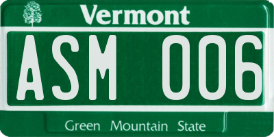 VT license plate ASM006