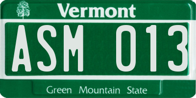 VT license plate ASM013