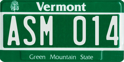 VT license plate ASM014