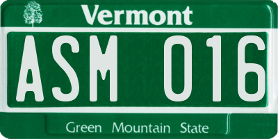 VT license plate ASM016