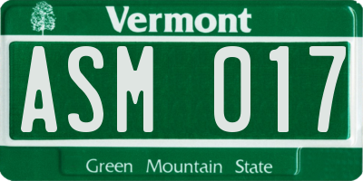 VT license plate ASM017