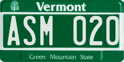 VT license plate ASM020