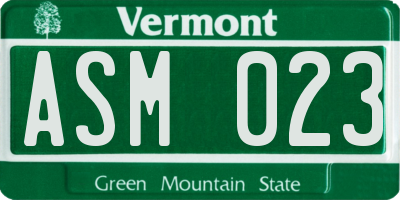 VT license plate ASM023