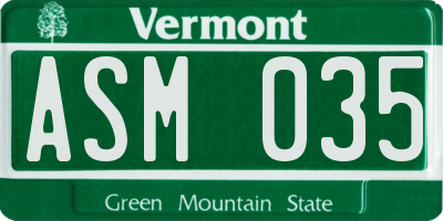 VT license plate ASM035