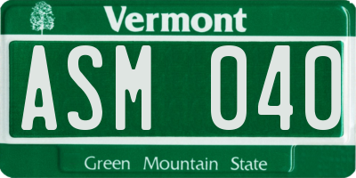 VT license plate ASM040
