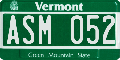 VT license plate ASM052