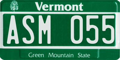 VT license plate ASM055