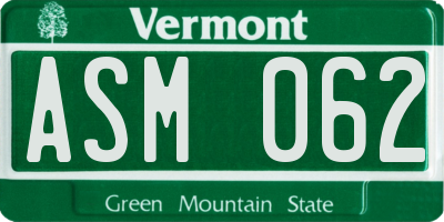 VT license plate ASM062
