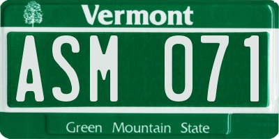 VT license plate ASM071