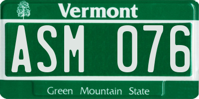 VT license plate ASM076