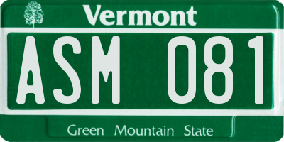 VT license plate ASM081