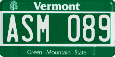 VT license plate ASM089