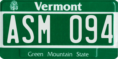 VT license plate ASM094