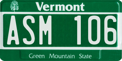 VT license plate ASM106
